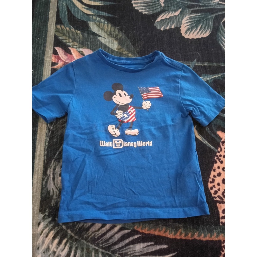 Walt Disney World Mickey Mouse Tshirt USA Theme Boys Sz 4 American Flag